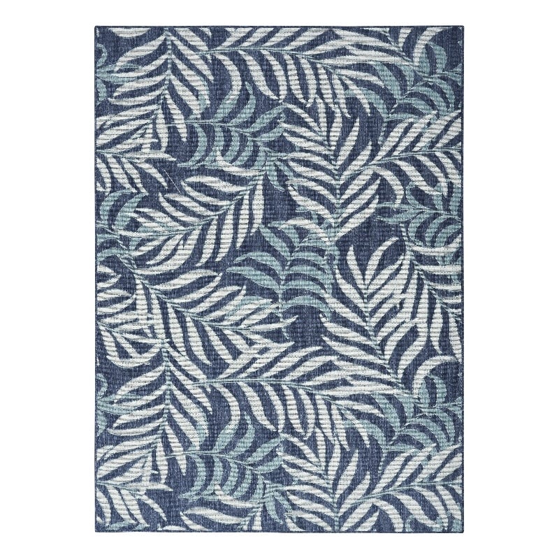 Pemberly Row Contemporary Home Garden Oasis 5'x7' Fabric Navy Area Rug