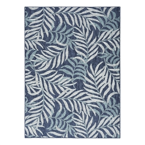 Pemberly Row Contemporary Home Garden Oasis 5'x7' Fabric Navy Area Rug