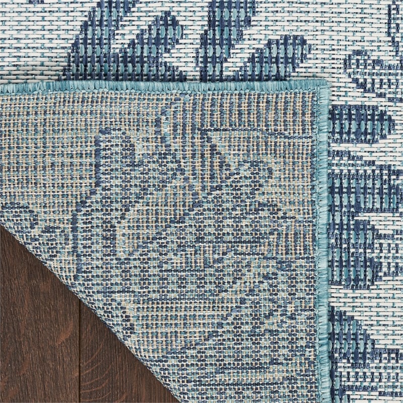 Pemberly Row Contemporary Home Garden Oasis 5'x7' Fabric Blue Area Rug