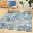 Pemberly Row Contemporary Home Garden Oasis 5'x7' Fabric Blue Area Rug