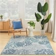 Pemberly Row Contemporary Home Garden Oasis 5'x7' Fabric Blue Area Rug