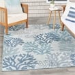 Pemberly Row Contemporary Home Garden Oasis 5'x7' Fabric Blue Area Rug
