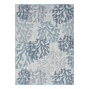 Pemberly Row Contemporary Home Garden Oasis 5'x7' Fabric Blue Area Rug