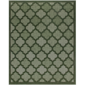 Pemberly Row Easy Care Green Fabric Modern Area Rug (8'x10')