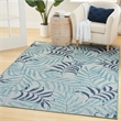 Pemberly Row Contemporary Home Garden Oasis 4'x6' Fabric Blue Area Rug