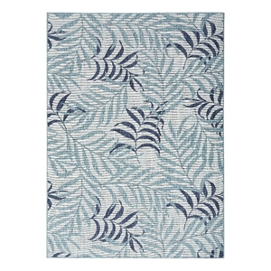Pemberly Row Contemporary Home Garden Oasis 4'x6' Fabric Blue Area Rug