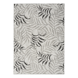 Pemberly Row Contemporary Home Garden Oasis 4'x6' Fabric Grey Area Rug