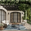 Pemberly Row Contemporary Home Garden Oasis 6'x9' Fabric Navy Area Rug