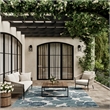Pemberly Row Contemporary Home Garden Oasis 6'x9' Fabric Blue Area Rug