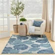 Pemberly Row Contemporary Home Garden Oasis 6'x9' Fabric Blue Area Rug