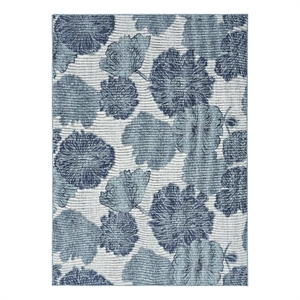 Pemberly Row Contemporary Home Garden Oasis 6'x9' Fabric Blue Area Rug
