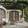 Pemberly Row Contemporary Home Garden Oasis 6'x9' Fabric Blue Area Rug