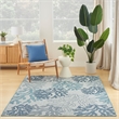 Pemberly Row Contemporary Home Garden Oasis 6'x9' Fabric Blue Area Rug