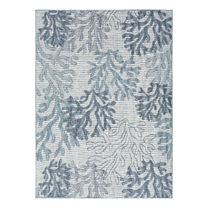 Pemberly Row Contemporary Home Garden Oasis 6'x9' Fabric Blue Area Rug