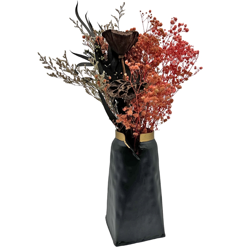 Pemberly Row Modern / Contemporary 8-inch Tall Aluminum Black Vase