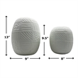Pemberly Row Set of 2 Decorative Handmade Glass Round Carved Vase in White