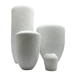 Pemberly Row Set of 4 Decorative Handmade Glass Modern Vase in White