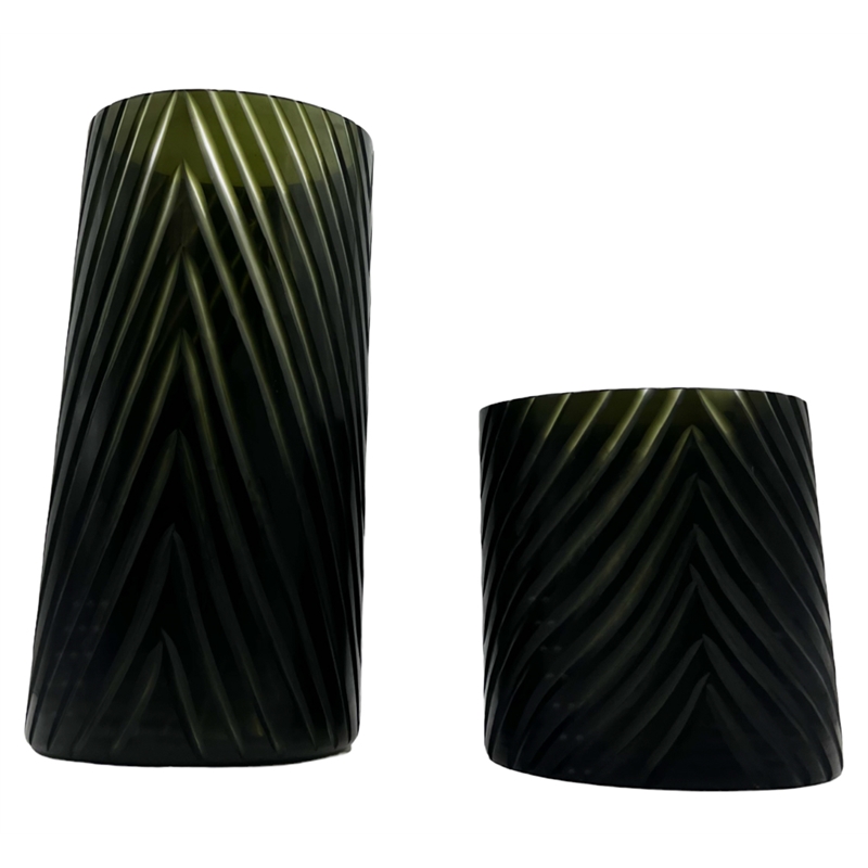 Pemberly Row Set of 2 Decorative Handmade Glass Modern Art Vase in Black