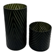 Pemberly Row Set of 2 Decorative Handmade Glass Modern Art Vase in Black