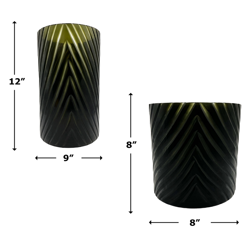 Pemberly Row Set of 2 Decorative Handmade Glass Modern Art Vase in Black