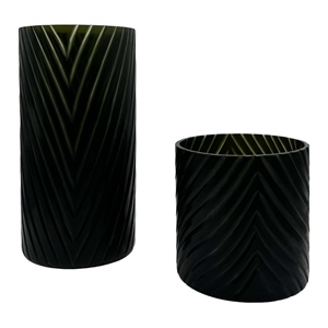 Pemberly Row Set of 2 Decorative Handmade Glass Modern Art Vase in Black
