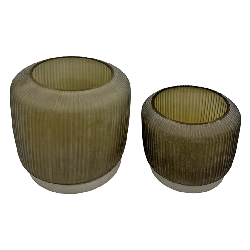 Pemberly Row Set of 2 Decorative Handmade Glass Earthy Elegance Vase in Brown