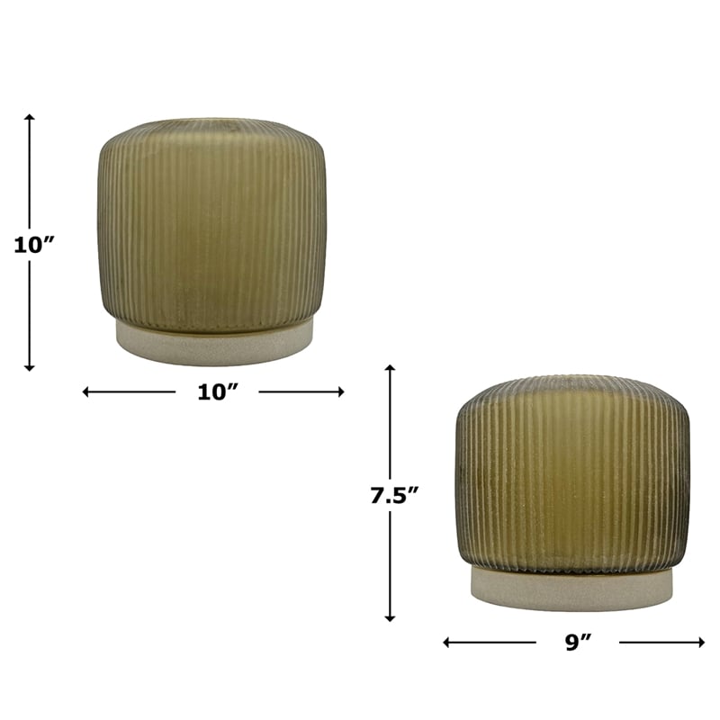 Pemberly Row Set of 2 Decorative Handmade Glass Earthy Elegance Vase in Brown