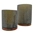 Pemberly Row Set of 2 Decorative Handmade Glass Smoky Serenity Vase in Grey