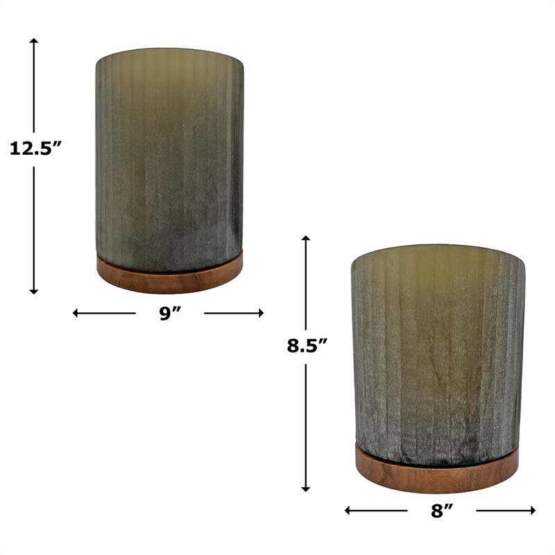 Pemberly Row Set of 2 Decorative Handmade Glass Smoky Serenity Vase in Grey
