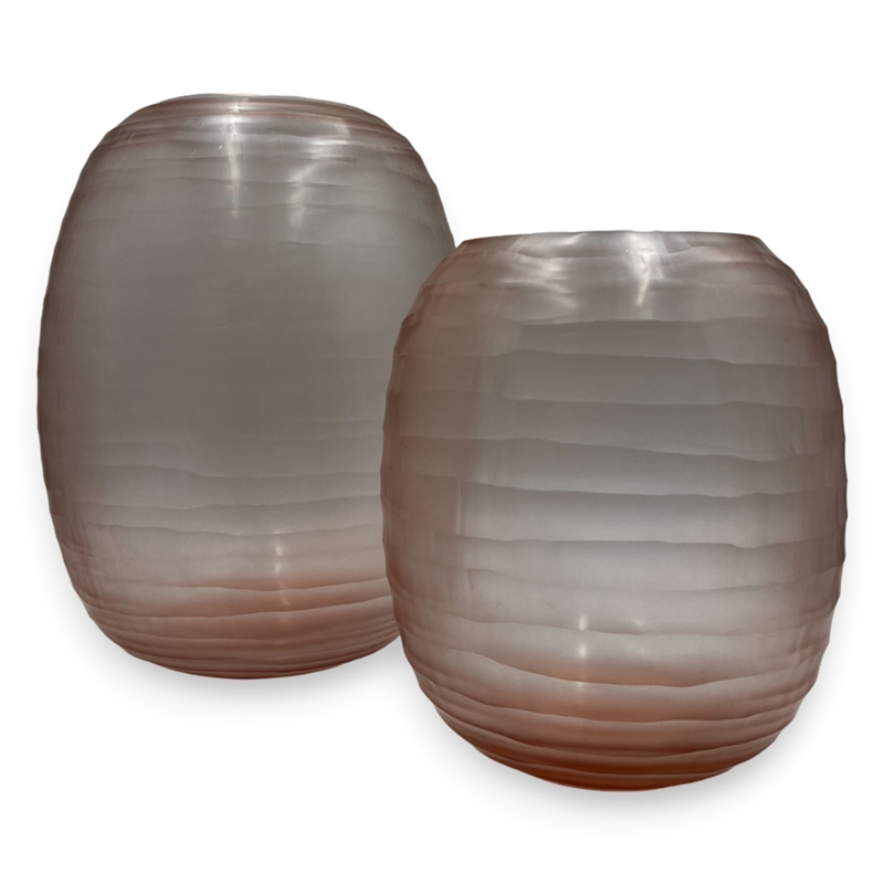 Pemberly Row Set of 2 Decorative Handmade Glass Driftwood Dreams Vase in Grey