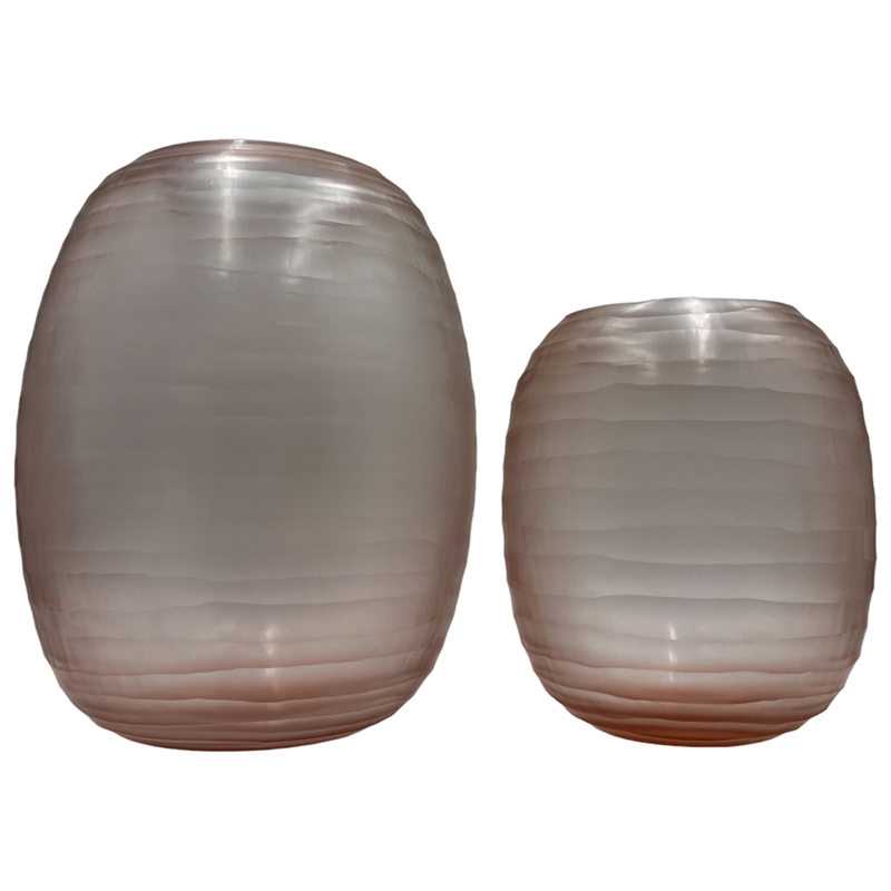 Pemberly Row Set of 2 Decorative Handmade Glass Driftwood Dreams Vase in Grey