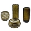 Pemberly Row Set of 4 Decorative Handmade Glass Rustic Artistry Vase in Brown