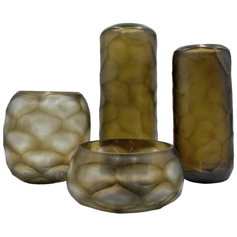 Pemberly Row Set of 4 Decorative Handmade Glass Rustic Artistry Vase in Brown
