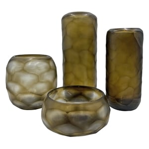 Pemberly Row Set of 4 Decorative Handmade Glass Rustic Artistry Vase in Brown