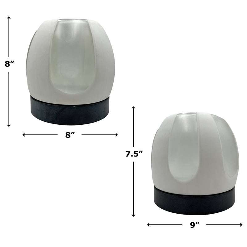 Pemberly Row Set of 2 Decorative Handmade Glass Serene Spheres Vase in White