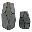Pemberly Row Set of 2 Decorative Handmade Glass Stone Essence Vase in Grey