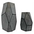 Pemberly Row Set of 2 Decorative Handmade Glass Stone Essence Vase in Grey