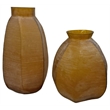 Pemberly Row Set of 2 Decorative Handmade Glass Amberstone Vase in Brown