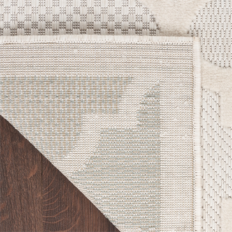 Pemberly Row Easy Care 2'x4' Ivory White Fabric Modern Area Rug