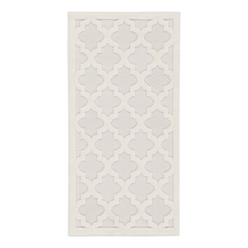 Pemberly Row Easy Care 2'x4' Ivory White Fabric Modern Area Rug