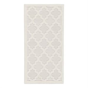 Pemberly Row Easy Care 2'x4' Ivory White Fabric Modern Area Rug