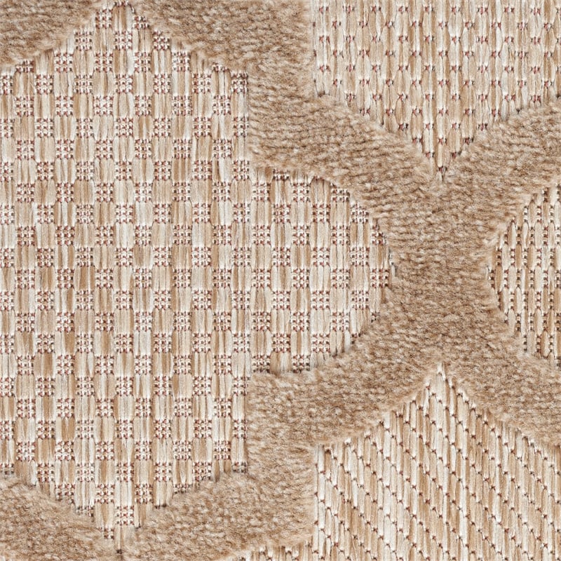 Pemberly Row Easy Care 2'x4' Natural Beige Fabric Modern Area Rug
