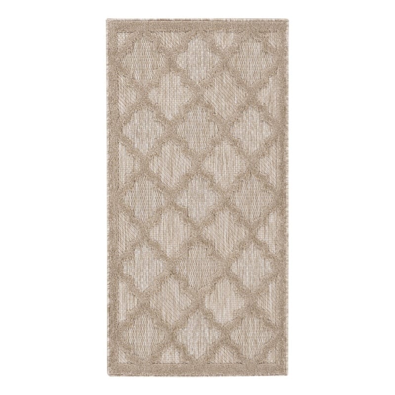 Pemberly Row Easy Care 2'x4' Natural Beige Fabric Modern Area Rug