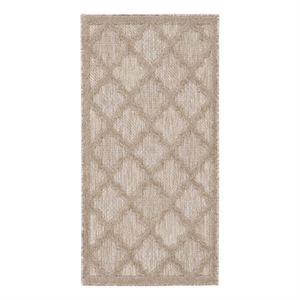 Pemberly Row Easy Care 2'x4' Natural Beige Fabric Modern Area Rug