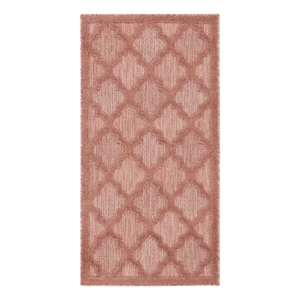 Pemberly Row Easy Care 2'x4' Coral Orange Fabric Modern Area Rug