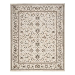 Pemberly Row 9'x12' Fabric Ivory Mocha Brown Vintage Indoor Rug