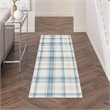 Pemberly Row Home 8' Runner Fabric Ivory Blue Farmhouse Indoor Rug
