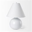 Pemberly Row Contemporary Glossy Spherical White Ceramic Table Lamp