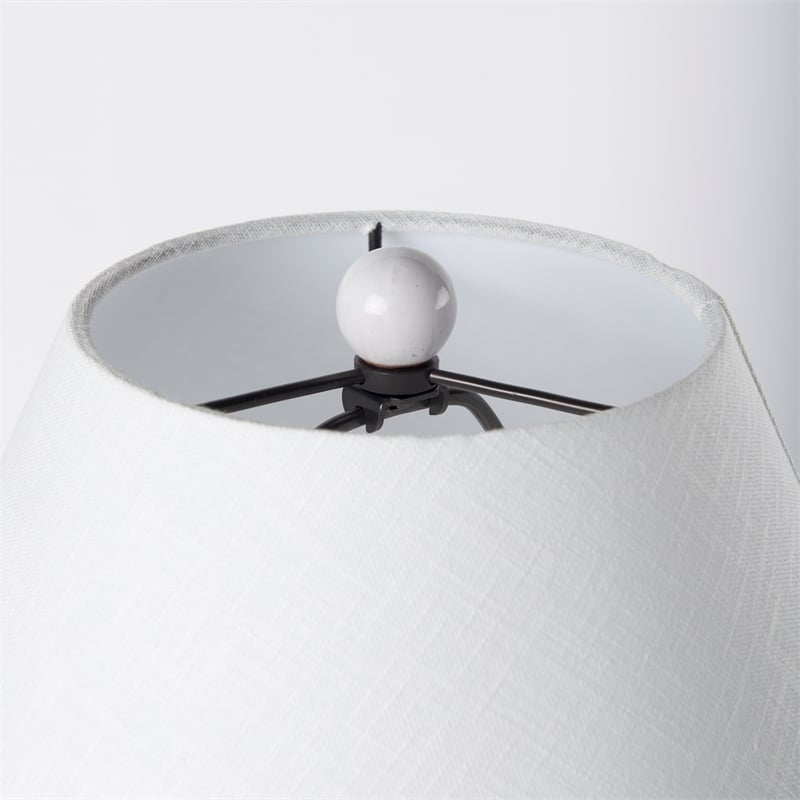 Pemberly Row Contemporary Glossy Spherical White Ceramic Table Lamp