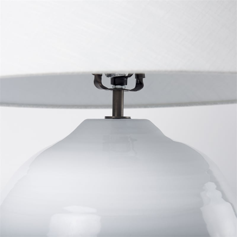 Pemberly Row Contemporary Glossy Spherical White Ceramic Table Lamp